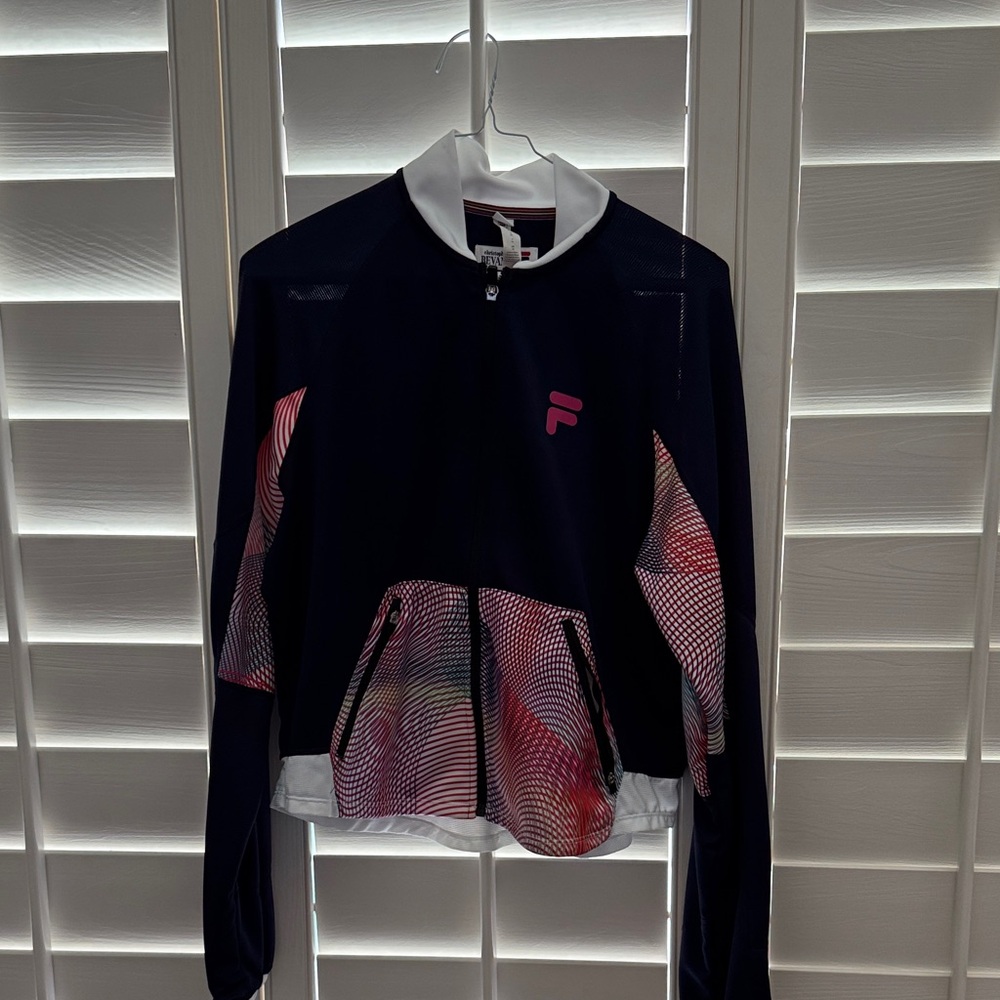 Fila Navy Jacket with Pink Logo and Multicolor Wave Panels